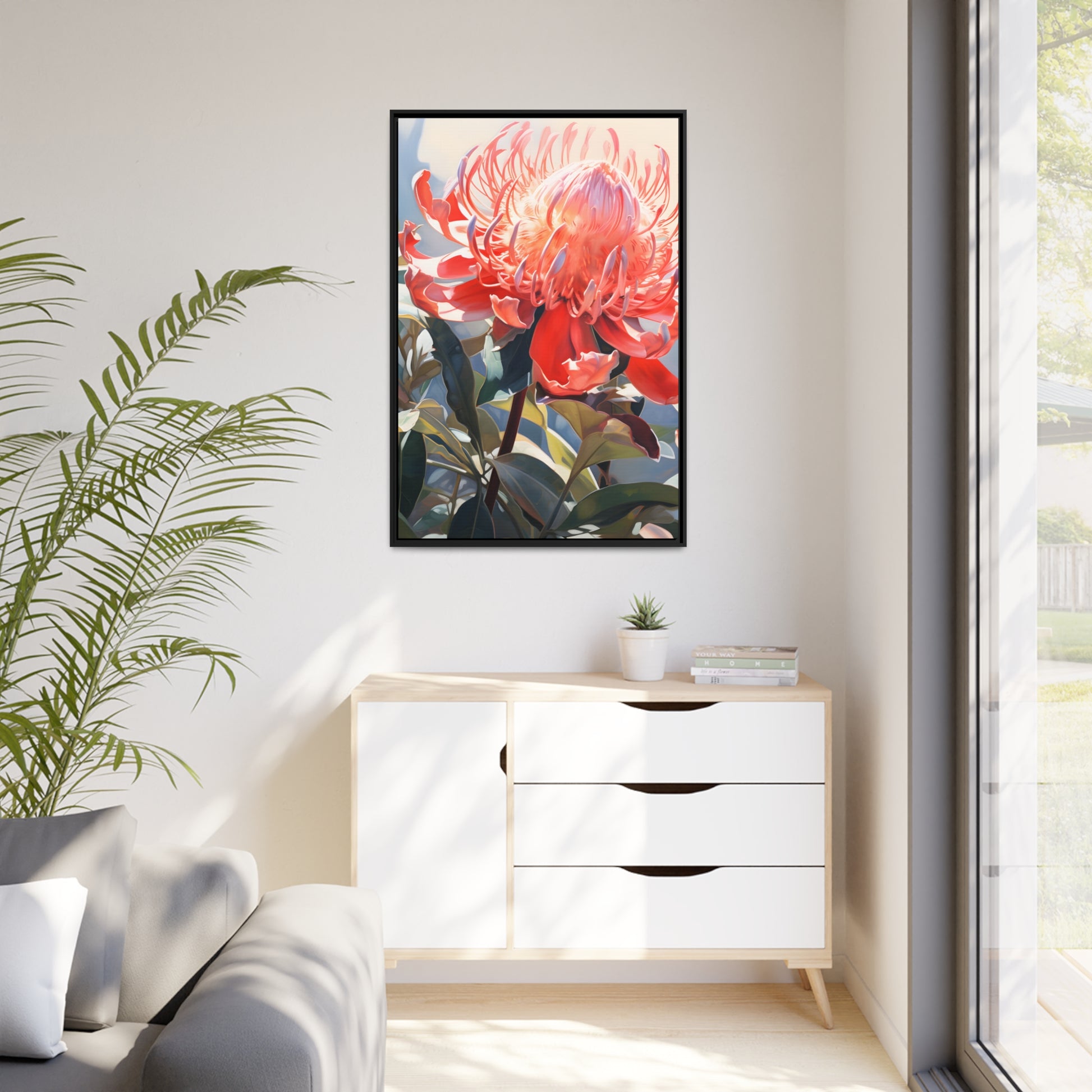 Framed Canvas Nature Inspired Artwork Stunning Sunny Wattle Tree Oil Painting Style Framed Canvas  Print
