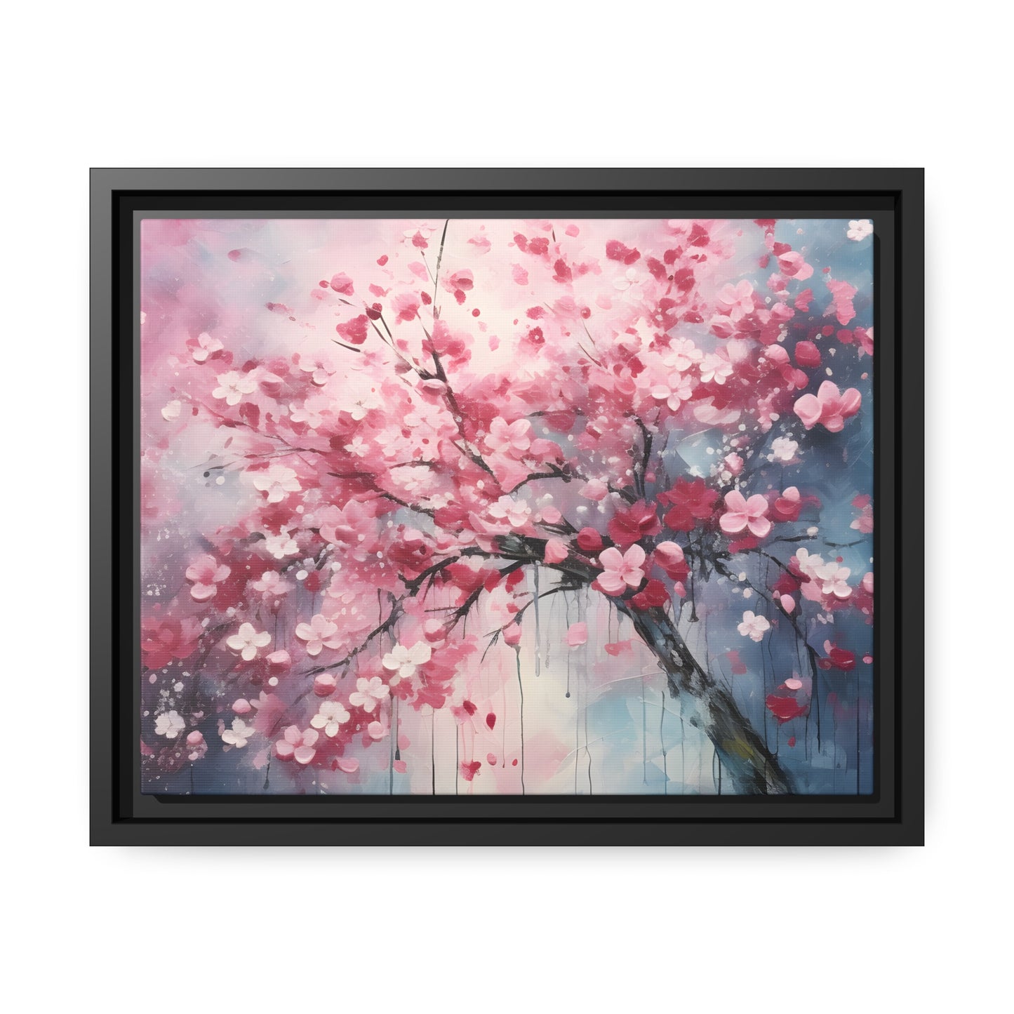 Framed Canvas Cherry Blossom Tree Floating Canvas Style 