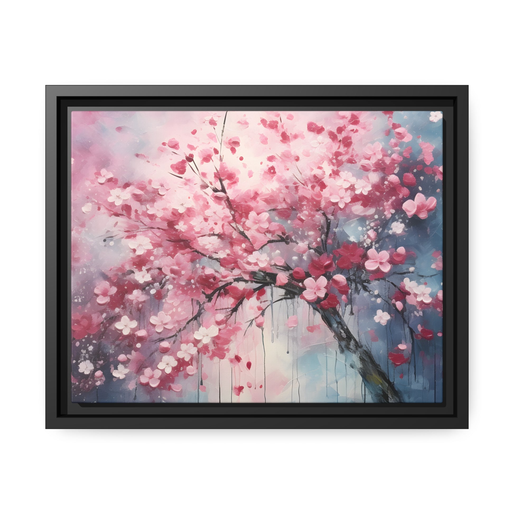 Framed Canvas Cherry Blossom Tree Floating Canvas Style 