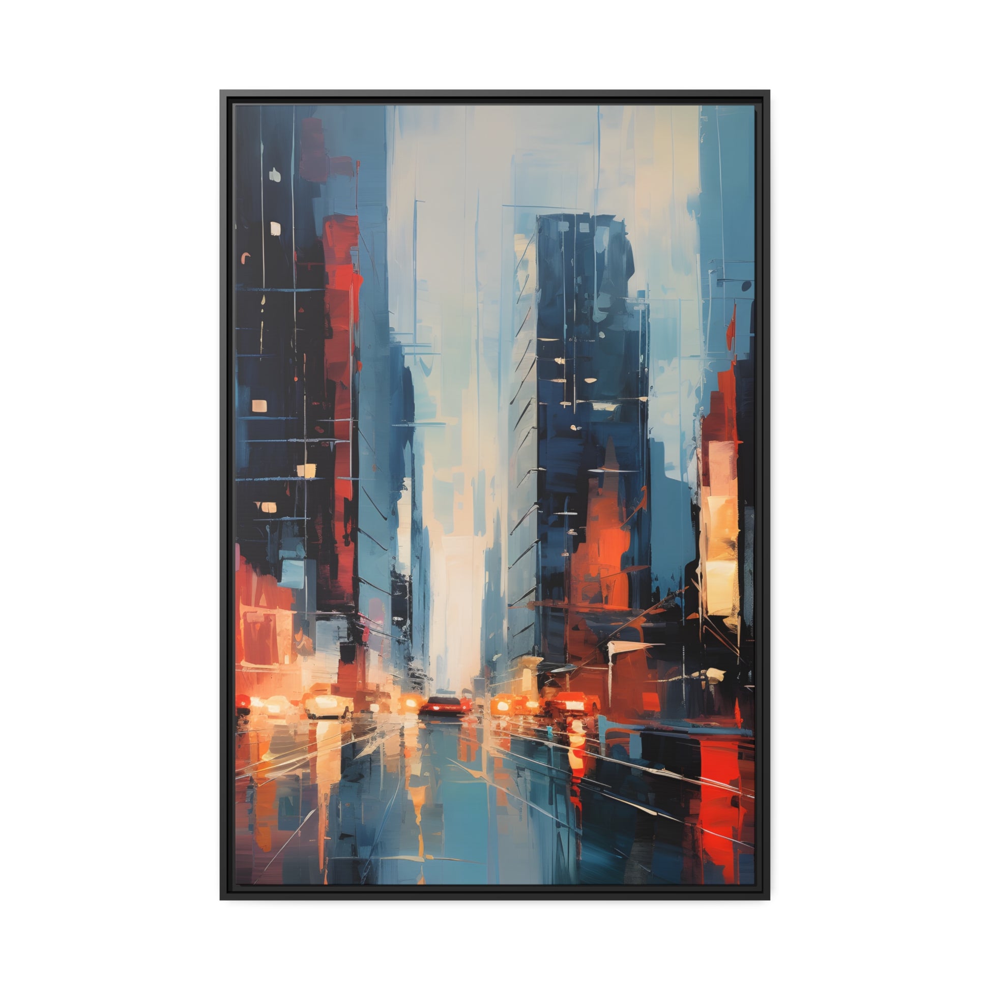 Framed Canvas Abstract Urban Mystique Conversation Starter Floating Canvas Framed Art Busy City Streets 