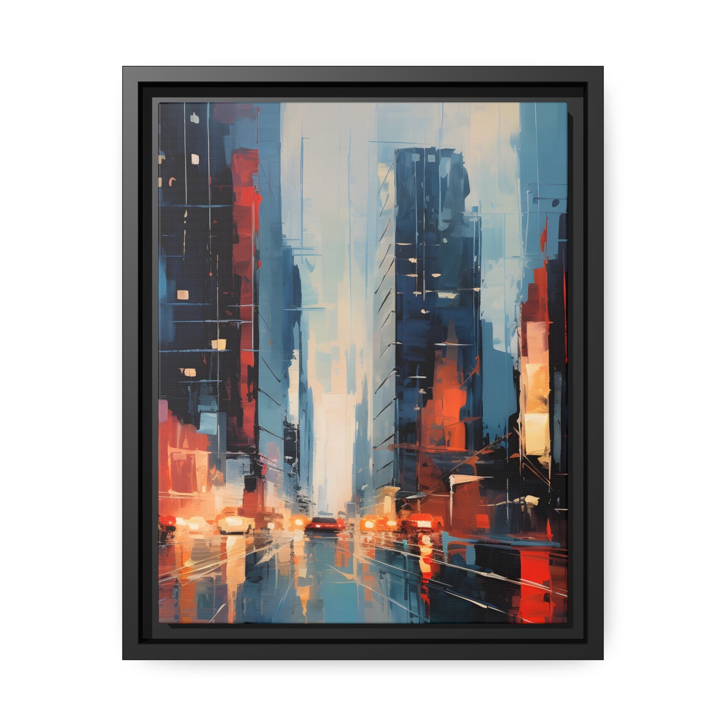 Framed Canvas Abstract Urban Mystique Conversation Starter Floating Canvas Framed Art Busy City Streets 