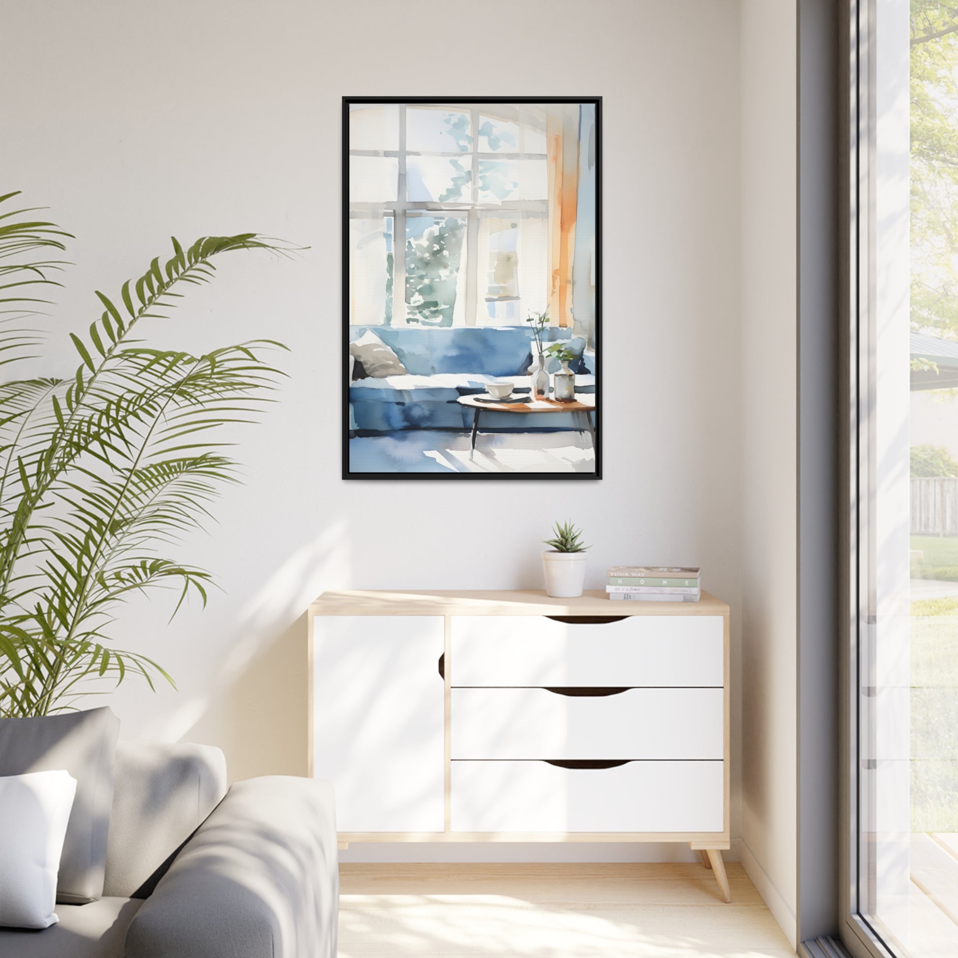Framed Canvas Artwork Water Color Style Home Decor Lifestyle Floating Frame Canvas 