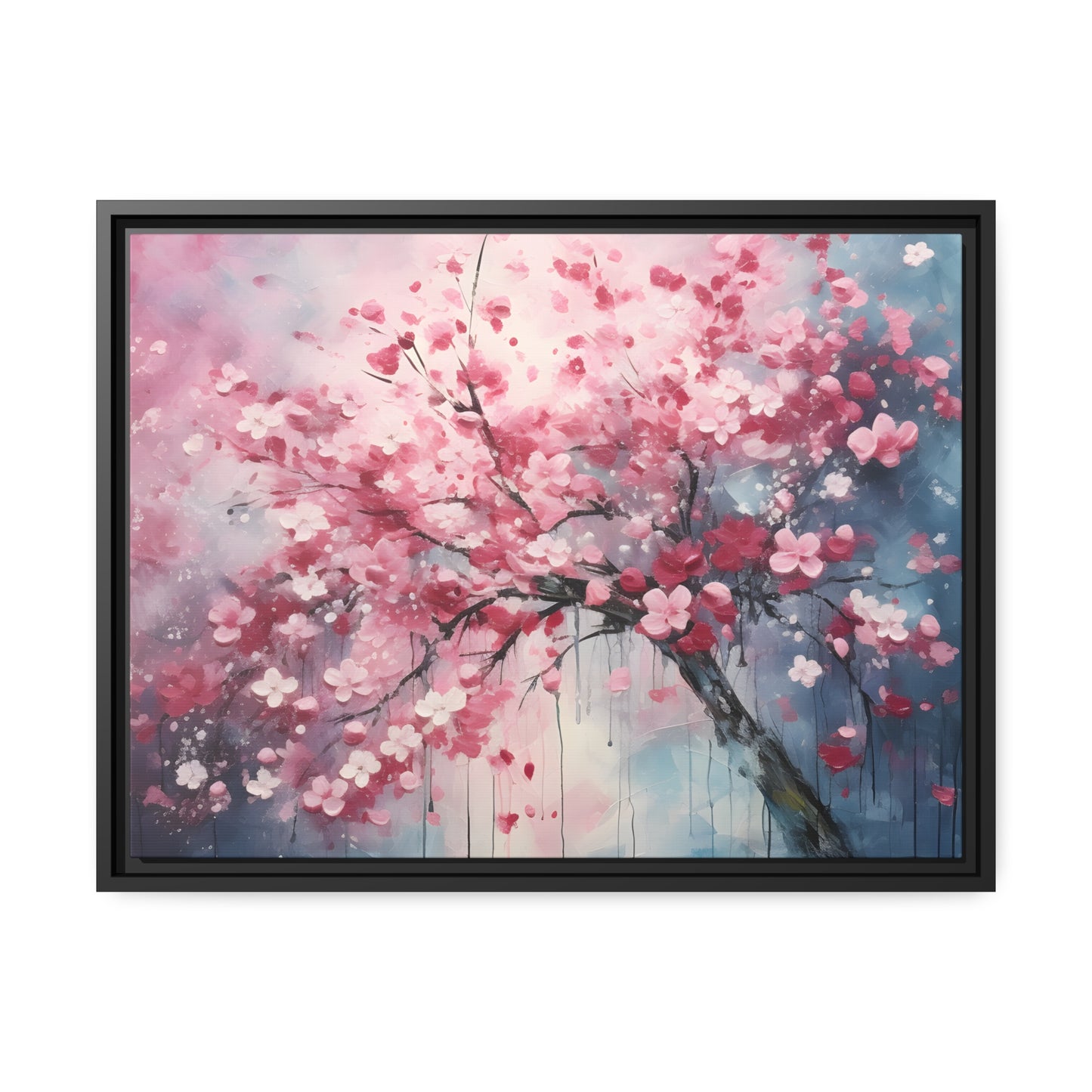 Framed Canvas Cherry Blossom Tree Floating Canvas Style 