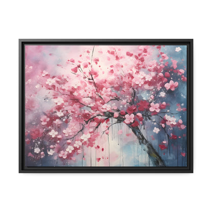Framed Canvas Cherry Blossom Tree Floating Canvas Style 