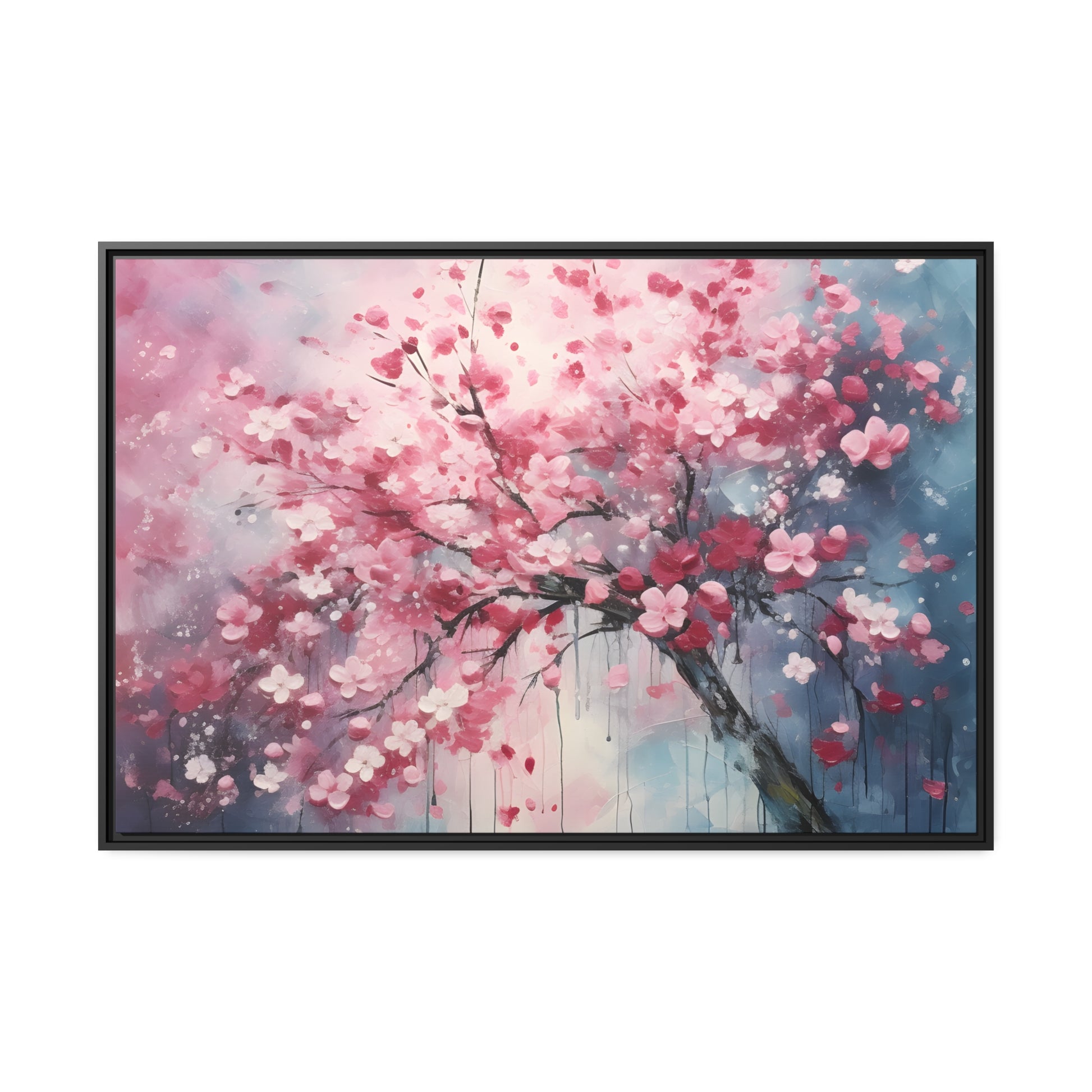 Framed Canvas Cherry Blossom Tree Floating Canvas Style 