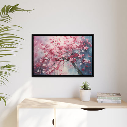 Framed Canvas Cherry Blossom Tree Floating Canvas Style 