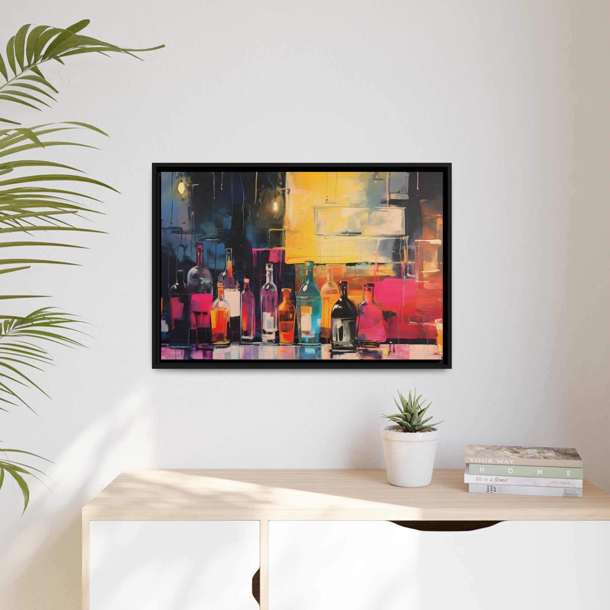 Framed Canvas artwork Bar/Night Life Art Framed Canvas Painting Alcohol Art