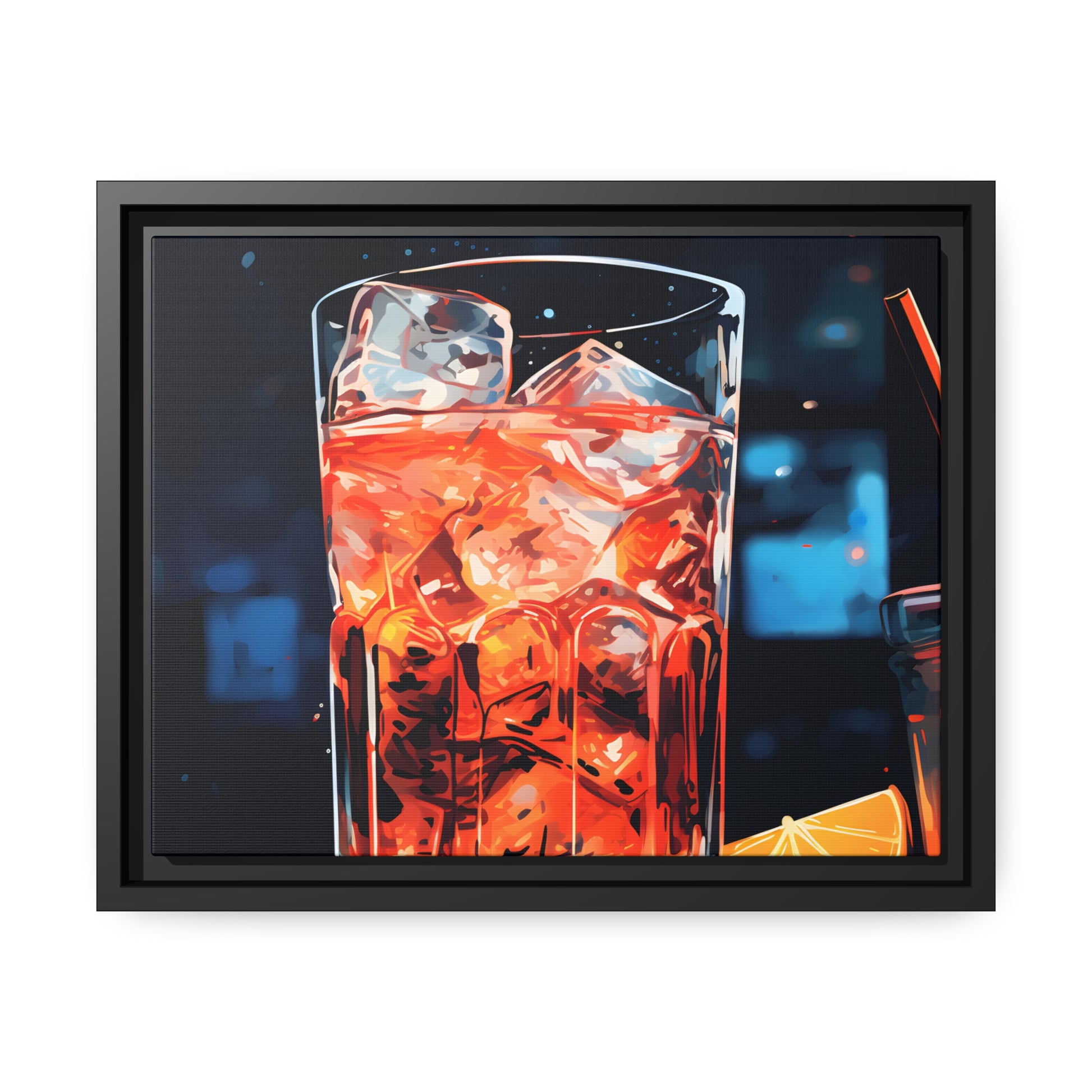 Framed Canvas artwork Bar/Night Life Art Framed Canvas Painting Alcohol Art Iced Drink Close Up