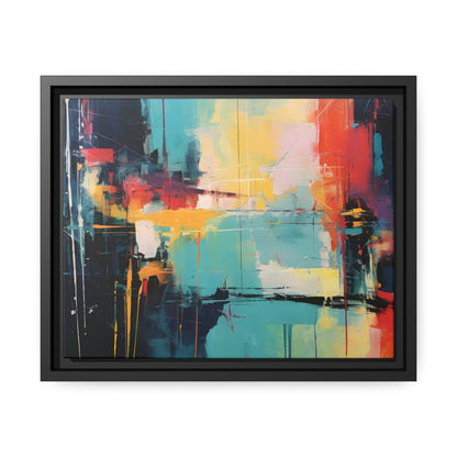 Framed Canvas Abstract Artwork Oil Painting Style Abstract Art Vibrant Colors And Random Shapes Leaving It Open For Interpretation Framed Canvas Nature