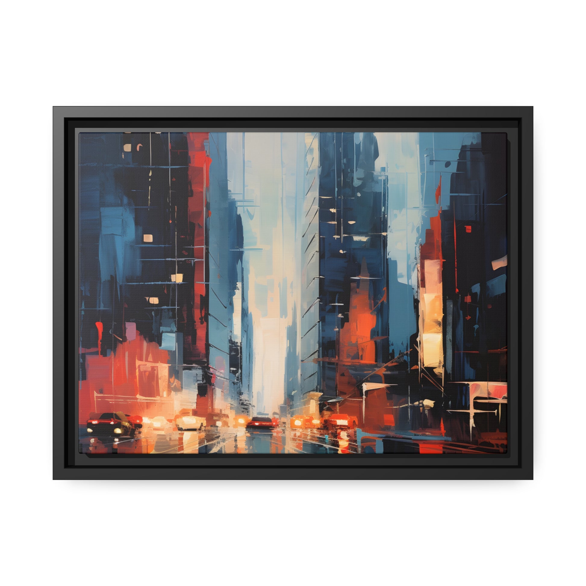 Framed Canvas Abstract Urban Mystique Conversation Starter Floating Canvas Framed Art Busy City Streets 