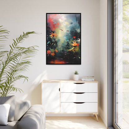 Framed Canvas Abstract Artwork Bright Vibrant Colorful Jungle Scene Abstract Art Framed Canvas