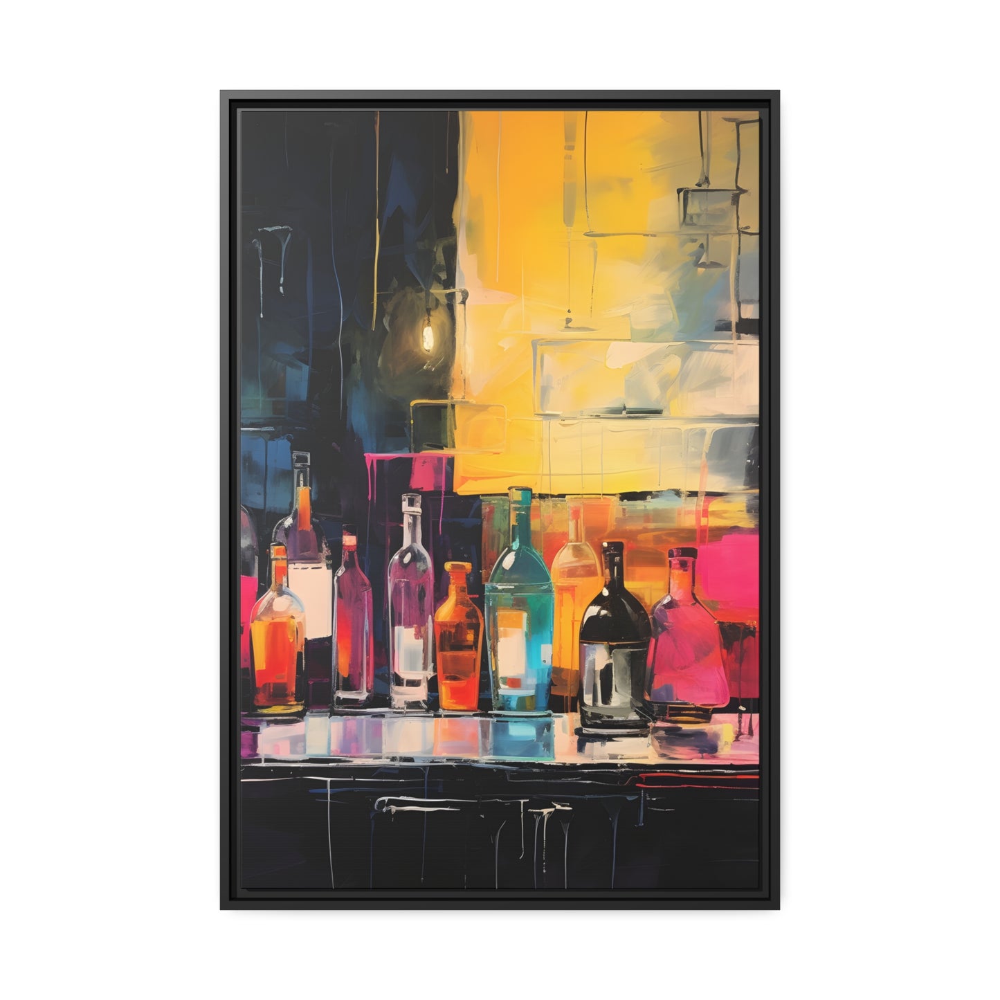 Framed Canvas artwork Bar/Night Life Art Framed Canvas Painting Alcohol Art