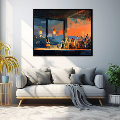 Framed Print Artwork Alcohol Bar Night Life Party Drinking Club Drink Bottles Wine Champagne Lifestyle Framed Poster