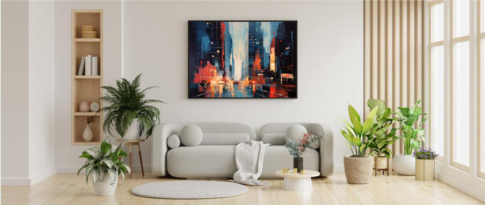Framed Print Poster Abstract Urban Mystique Conversation Starter Floating Canvas Framed Art Busy City Streets 