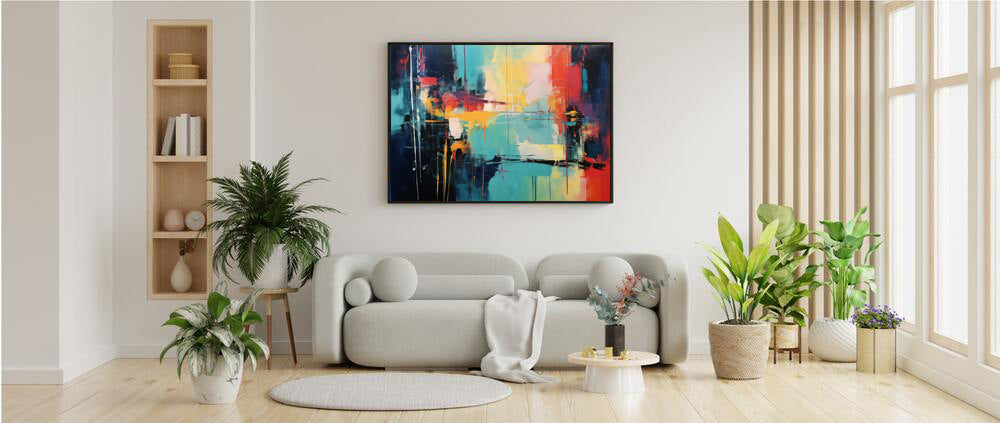 Framed Print Abstract Artwork Oil Painting Style Abstract Art Vibrant Colors And Random Shapes Leaving It Open For Interpretation Framed Poster Nature