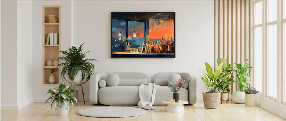 Framed Print Artwork Alcohol Bar Night Life Party Drinking Club Drink Bottles Wine Champagne Lifestyle Framed Poster