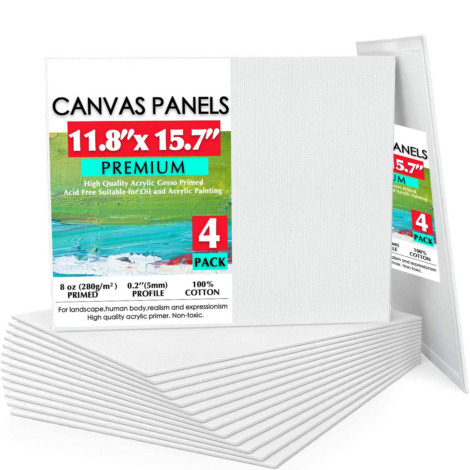 Blank Canvas For Painting 4 Pack White Cotton Stretched