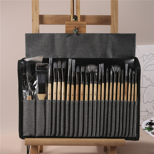 24x Acrylic Paint Brush & Scraper Kit With Carry Bag Framed Artwork