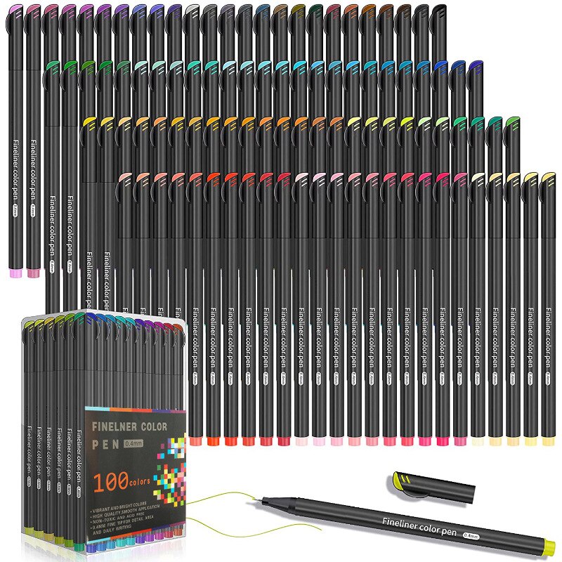 Fine Point Colored Pens, 12-100 Colors Water Based Non Toxic 
