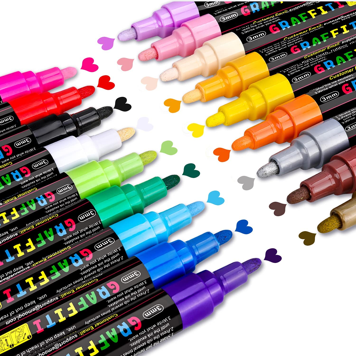 Premium Acrylic Paint Marker 0.7mm Fine Point and 2.0mm Middle Tip Acrylic Paint Pen Marker