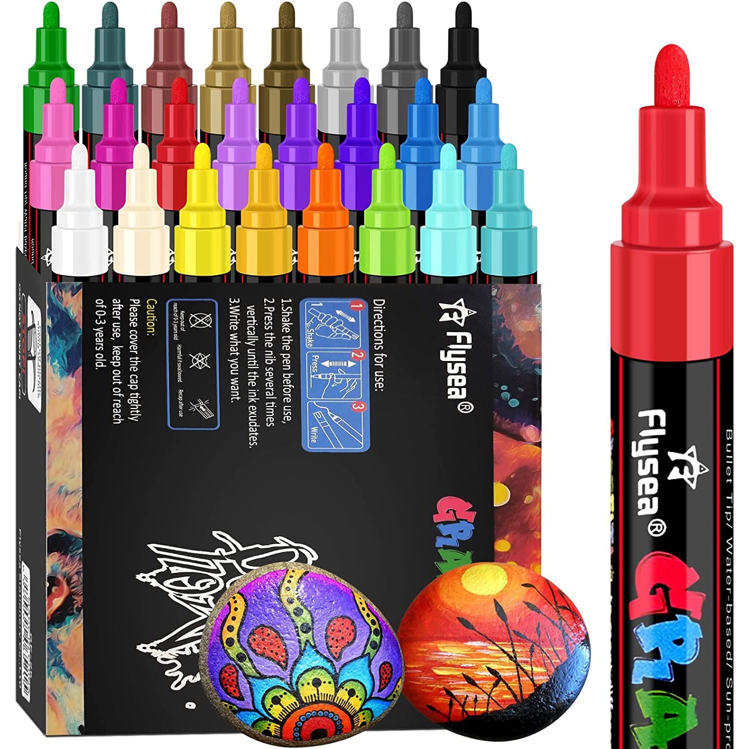 Premium Acrylic Paint Marker 0.7mm Fine Point and 2.0mm Middle Tip Acrylic Paint Pen Marker