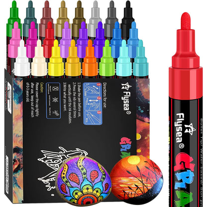 Premium Acrylic Paint Marker 0.7mm Fine Point and 2.0mm Middle Tip Acrylic Paint Pen Marker