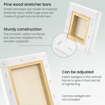 4 Pieces/Set Stretched Canvas' for Painting Primed White 100% Cotton