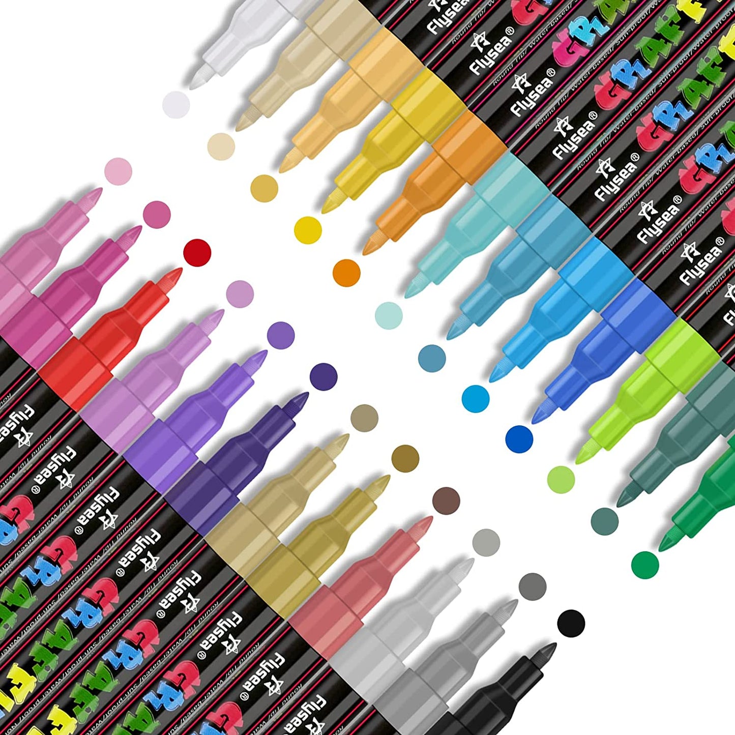 Premium Acrylic Paint Marker 0.7mm Fine Point and 2.0mm Middle Tip Acrylic Paint Pen Marker