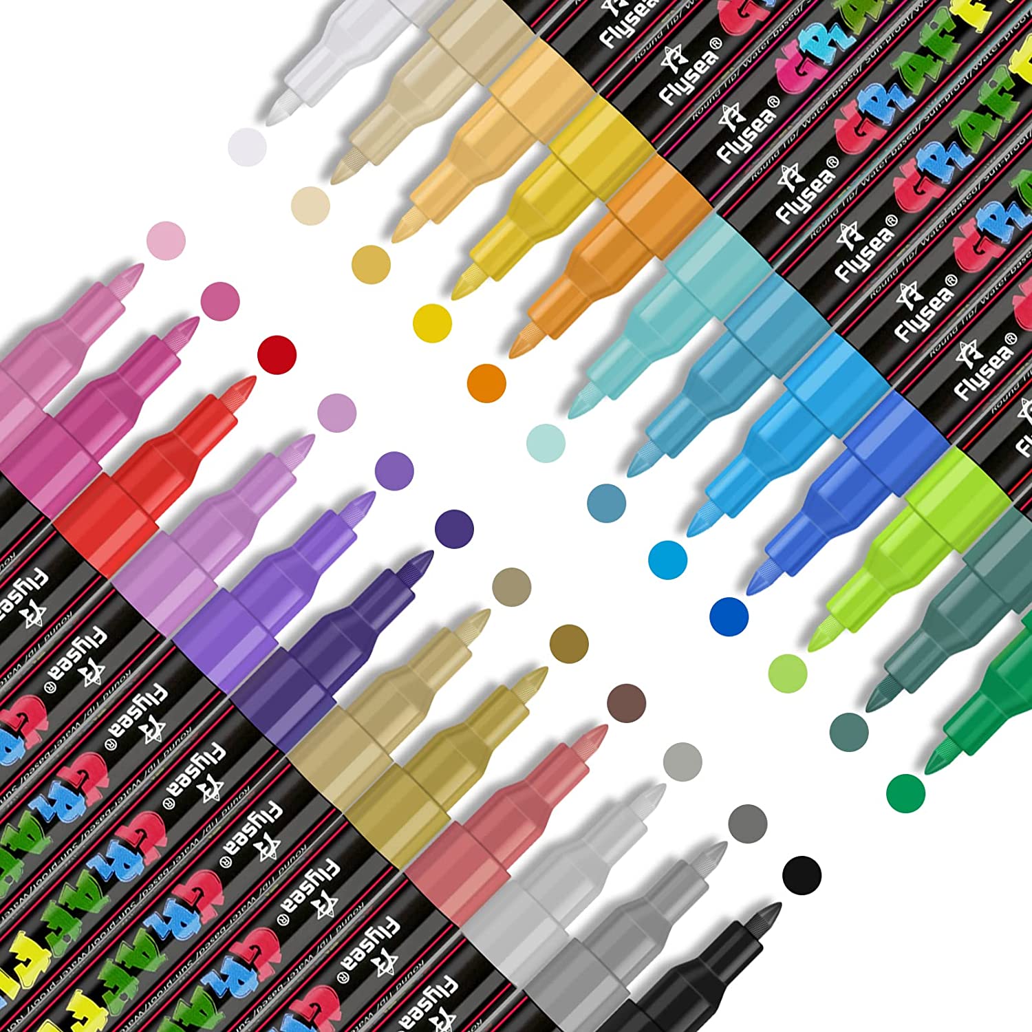 Premium Acrylic Paint Marker 0.7mm Fine Point and 2.0mm Middle Tip Acrylic Paint Pen Marker