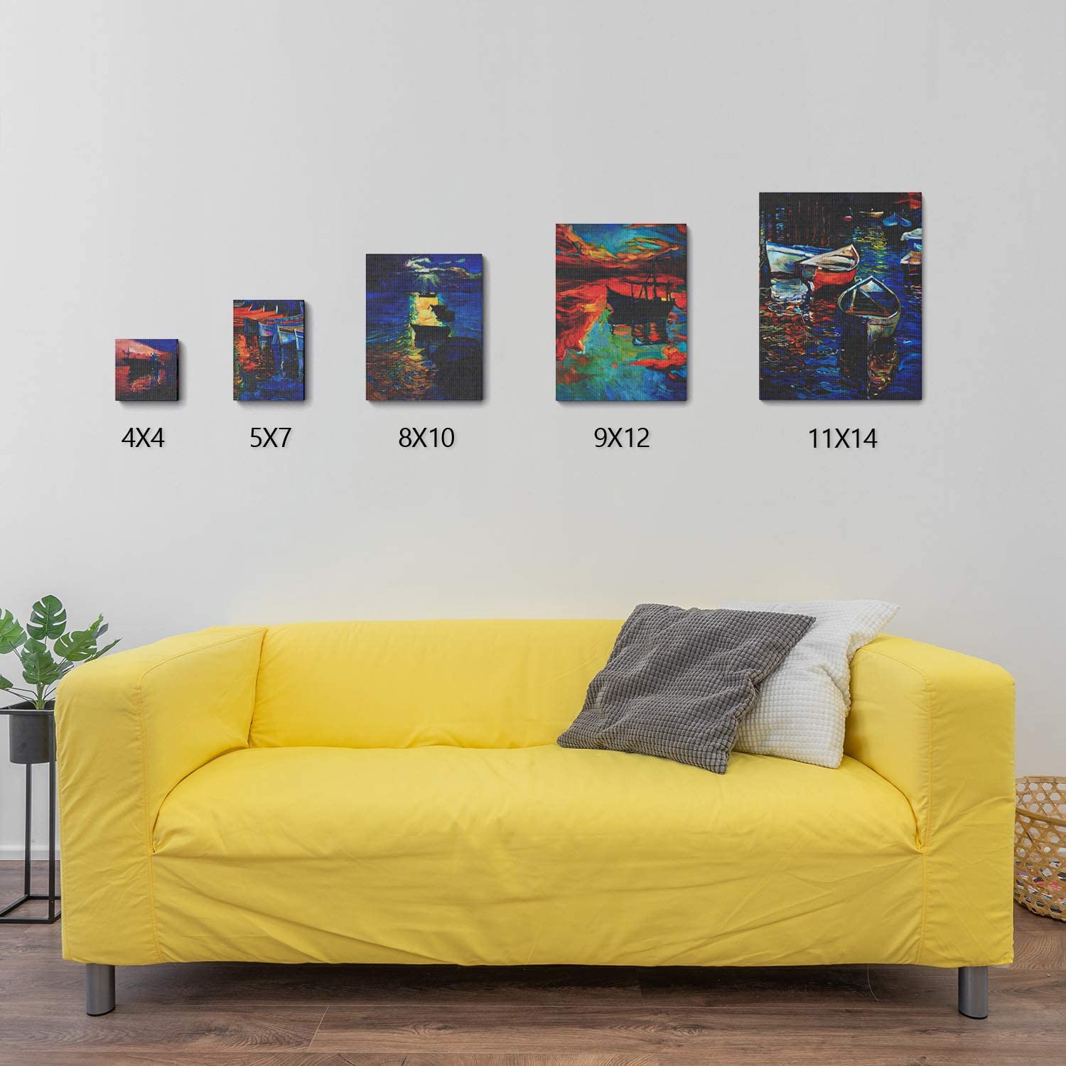 Blank Canvas For Painting 4 Pack White Cotton Stretched Size Comparison