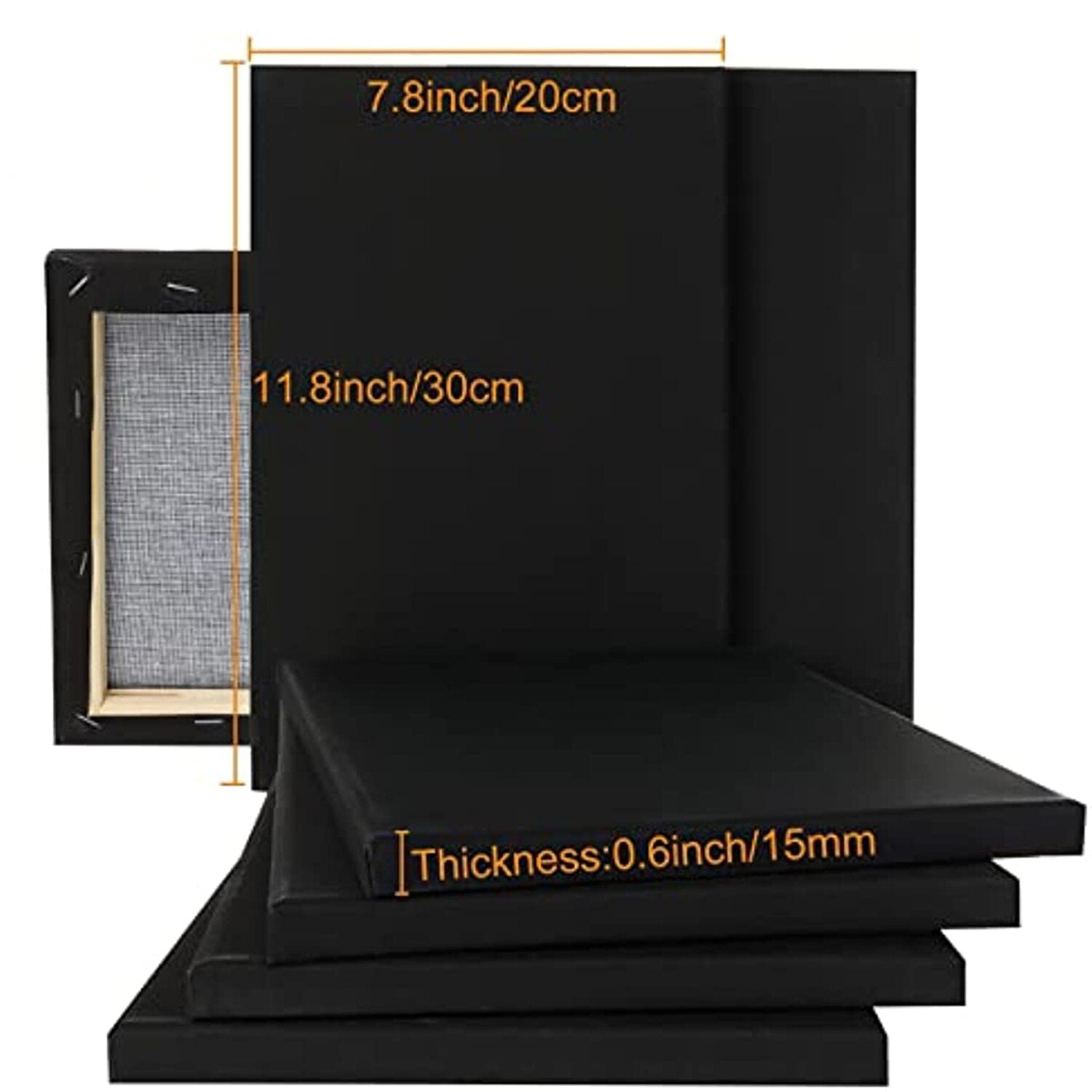 Blank Canvas For Painting 4 Pack Black Cotton Stretched