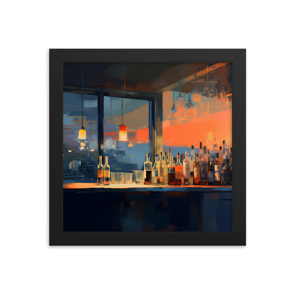 Framed Print Artwork Alcohol Bar Night Life Party Drinking Club Drink Bottles Wine Champagne Lifestyle Framed Poster 10x10"