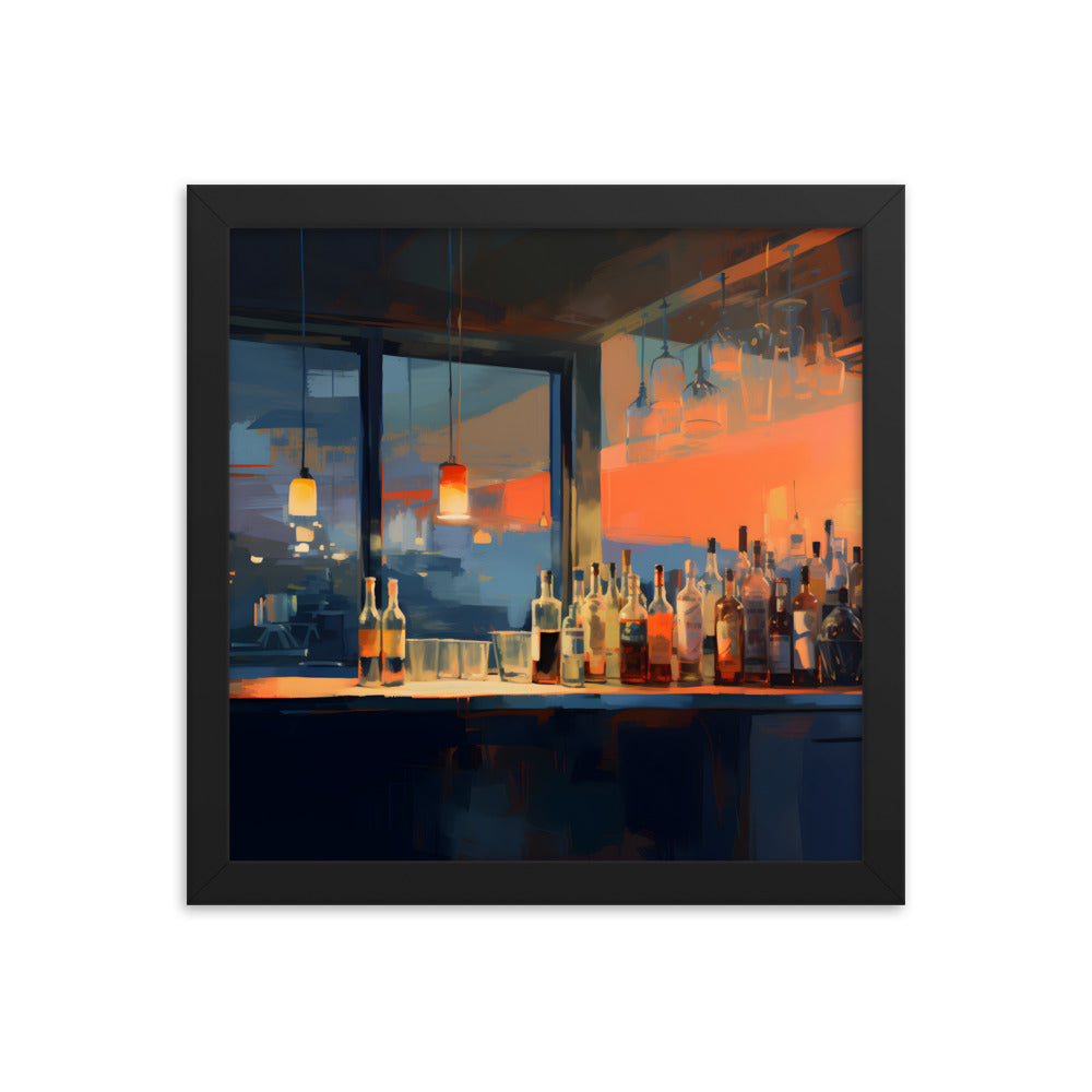 Framed Print Artwork Alcohol Bar Night Life Party Drinking Club Drink Bottles Wine Champagne Lifestyle Framed Poster 12x12"