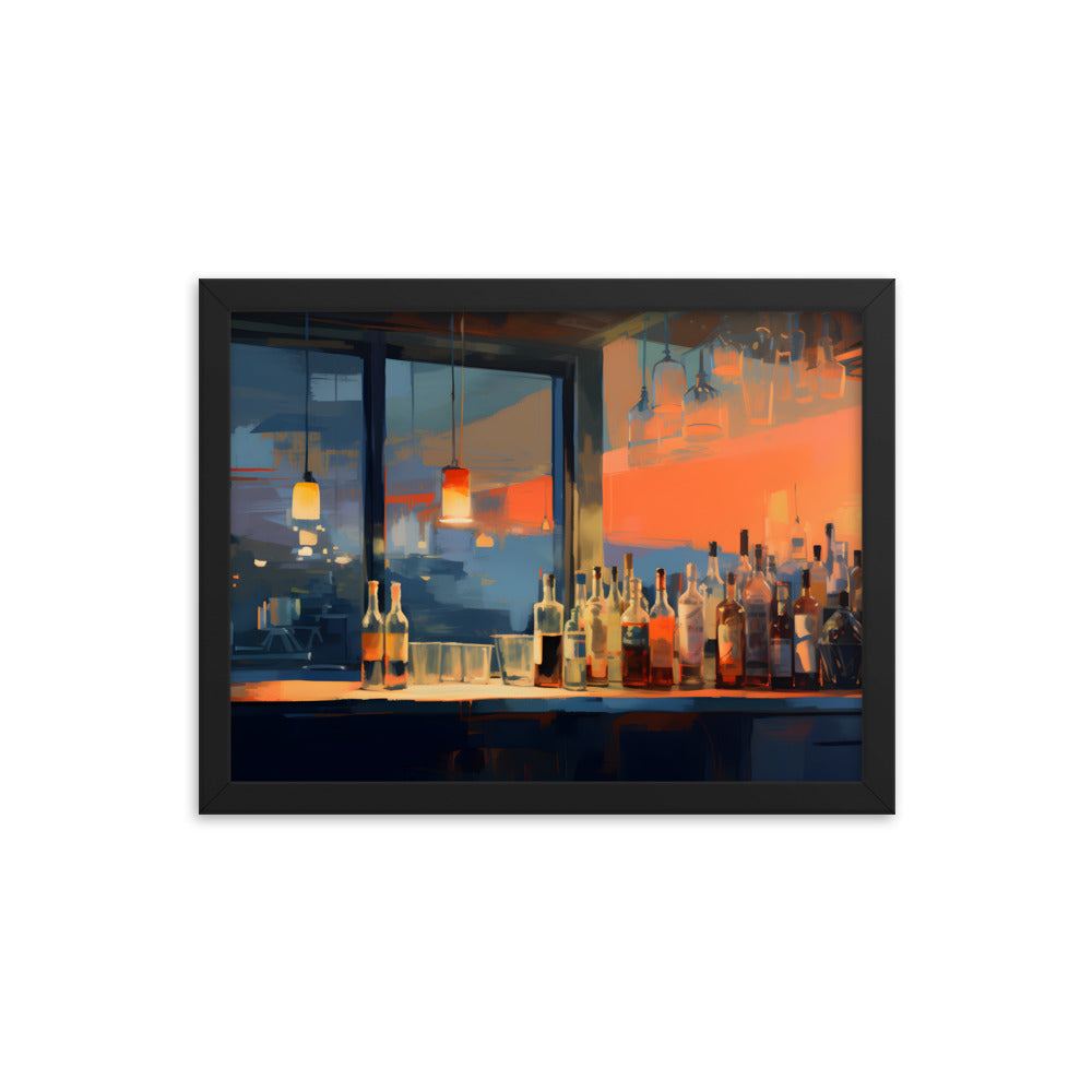 Framed Print Artwork Alcohol Bar Night Life Party Drinking Club Drink Bottles Wine Champagne Lifestyle Framed Poster 12x16"
