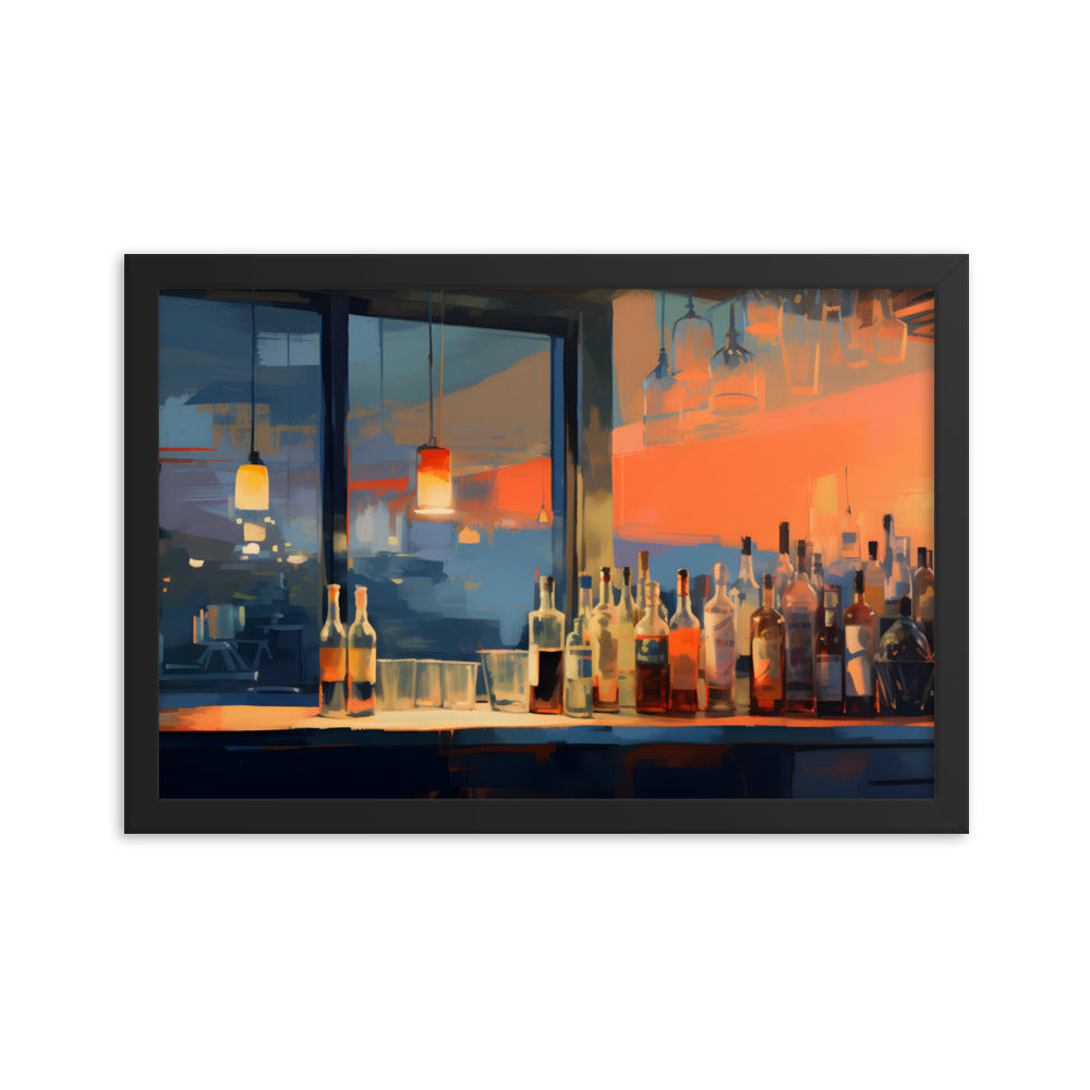 Framed Print Artwork Alcohol Bar Night Life Party Drinking Club Drink Bottles Wine Champagne Lifestyle Framed Poster 12x18"