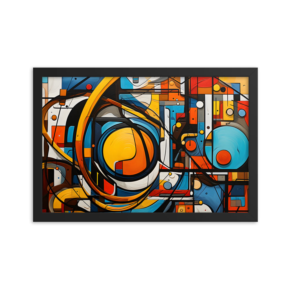 Unique Vibrant Bright Attention Grabbing Framed Canvas Abstract Artwork Conversation Starter 24x36 Horizontal