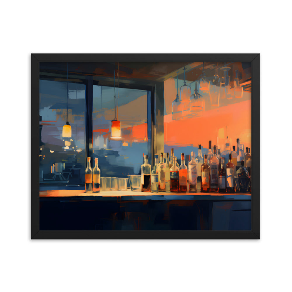 Framed Print Artwork Alcohol Bar Night Life Party Drinking Club Drink Bottles Wine Champagne Lifestyle Framed Poster 16x20"
