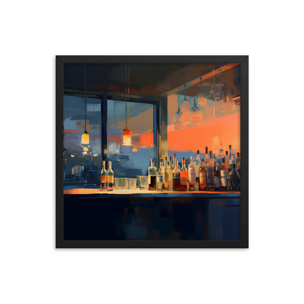 Framed Print Artwork Alcohol Bar Night Life Party Drinking Club Drink Bottles Wine Champagne Lifestyle Framed Poster 18x18"