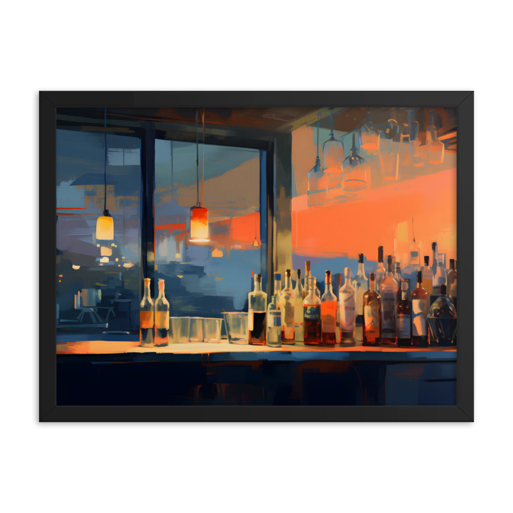 Framed Print Artwork Alcohol Bar Night Life Party Drinking Club Drink Bottles Wine Champagne Lifestyle Framed Poster 18x24"