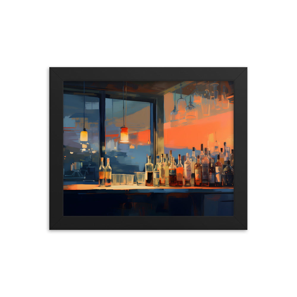 Framed Print Artwork Alcohol Bar Night Life Party Drinking Club Drink Bottles Wine Champagne Lifestyle Framed Poster 8x10"